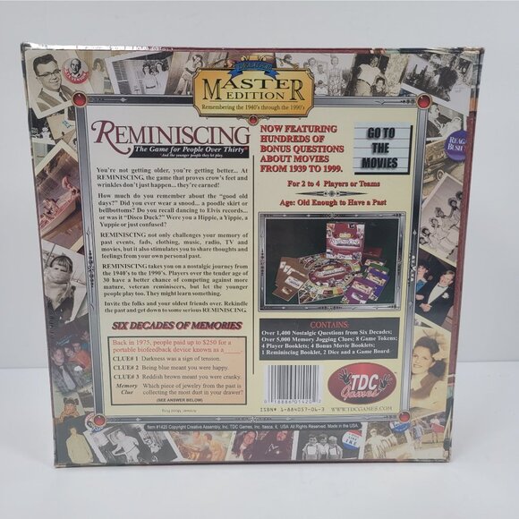 Master Edition Reminiscing Card Board Game 1940's thru 1990's Sealed NIB - Picture 2 of 4